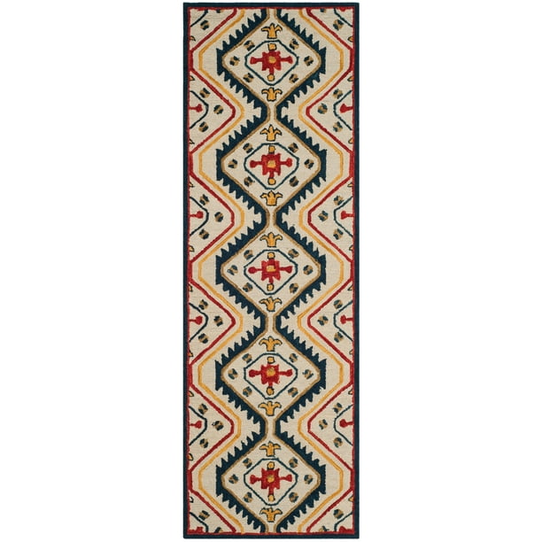 Safavieh Aspen Collection APN701A Handmade Moroccan Boho Tribal Wool Runner Multi Ivory 2'3 x 9' Safavieh Aspen Collection APN701A Handmade Moroccan Boho Tribal Wool Runner Multi Ivory 2'3 x 9'